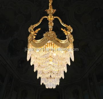 French Style Luxury All-Copper Aisle Crystal Chandelier
