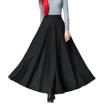 Women's Long Maxi Woolen A Line Skirt