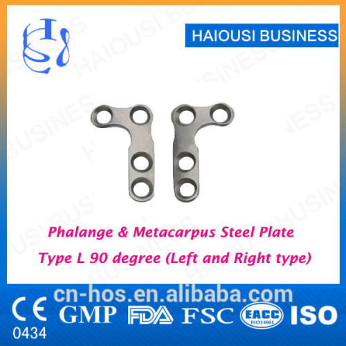 Phalange & Metacarpus Steel Plate L 90 degree/ Metal Bone Plate Range/ Orthopedic titanium implants