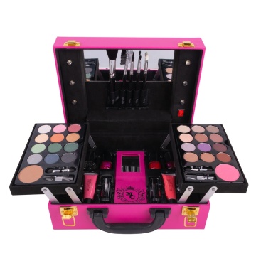 Kit de maquillage de la mode rose: ensemble de cosmétiques de beauté professionnelle avec lumière