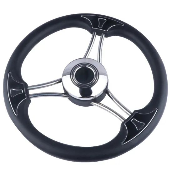 High Quality 3 Spoke Black PU Foam Fishing Boat Steering Wheel