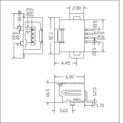 NUFM01 (1) Mini USB 4P Receptacle Double prevention SMT 