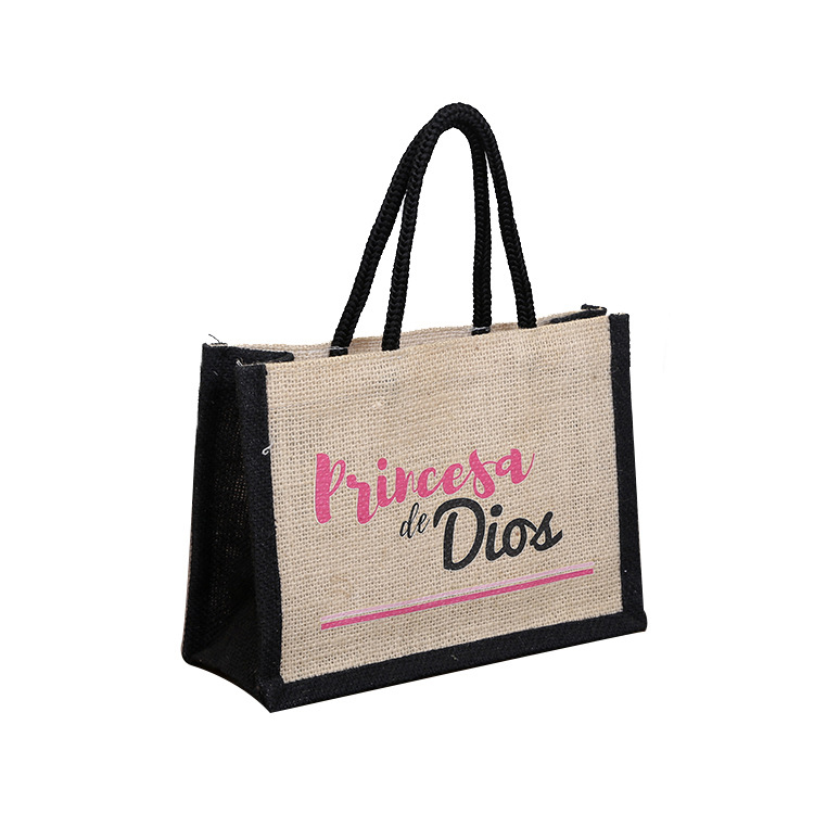 Eco Custom Print Logo Tote Bags Groceries Delivery Burlap Flax Natural Jute Shopping Bag Printed4