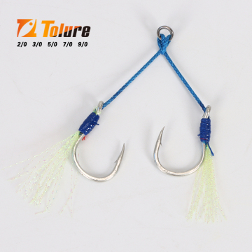 Anti-Corrosive Double Assist Jig Hooks for Jigging Lures - Tolure Stainless Steel Fishing Hooks (2/0-9/0)