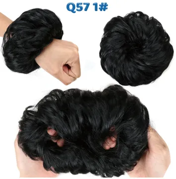 Wolesale Hot Selling Short Chignon For Women Afro Natural Color Hair Pieces Wave Buns In Synthetic Curly Chignon Hair With Bangs