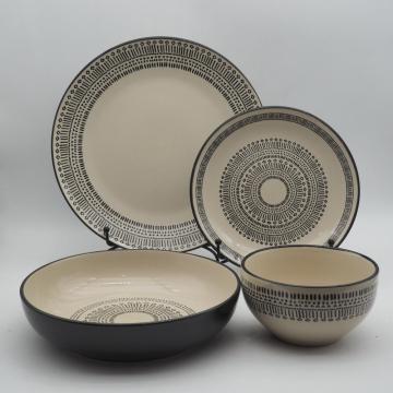 Louça de jantar cerâmica feita à mão, conjunto de garras de grés, pintada à mão, louça de cerâmica favorável