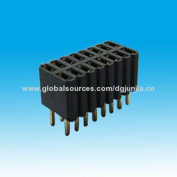 2.54mm Female Header, Dual-row, Straight Type, 8.50mm Height, 500V AC/Minute Withstanding Voltage