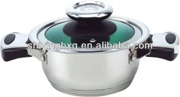 high quality wide cut edge cookware with green glass lid /mushroom kitchen ware