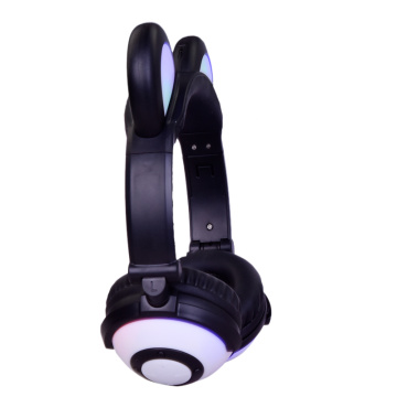 Fones de ouvido sem fio Panda Ear Music com luz LED