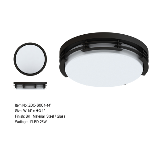 Semi-Flush Mount Black Metal Decrative Flush Mount LED Ceiling Lighting Supplier