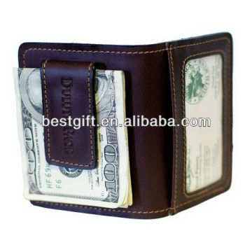 Genuine leather money clip slim wallet wholesale