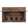 Rustic Wooden Wall Mounted Entryway Coat Rack Hooks