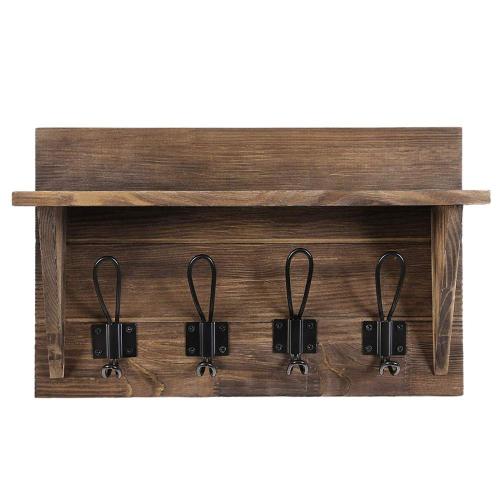 Bathroom Wall Shelves Rustic Wooden Wall Mounted Entryway Coat Rack Hooks Supplier