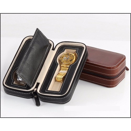 OEM Handmade Pu Leather watch packaging with zipper