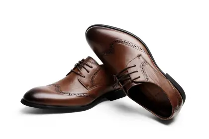 Wing tip Burnished Leather Men's shoes