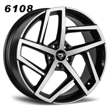High Quality Model 6108 Design 19-inch Rims with 5-112 Hole Pattern in Black Machined Face, Crafted from A356.2 Material for VW Golf R