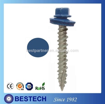 Shades of Blue Painted Roofing Screw with Bonded Washer