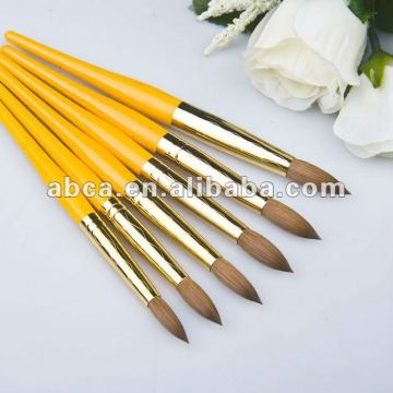 Fashion yellow high quality kolinsky nail cosmetic art brush