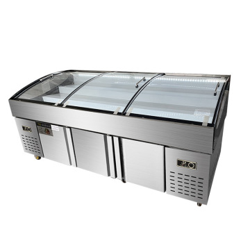 Commercial Butcher Equipment: Stainless Steel Dish Ladder Display Freezer for Restaurants