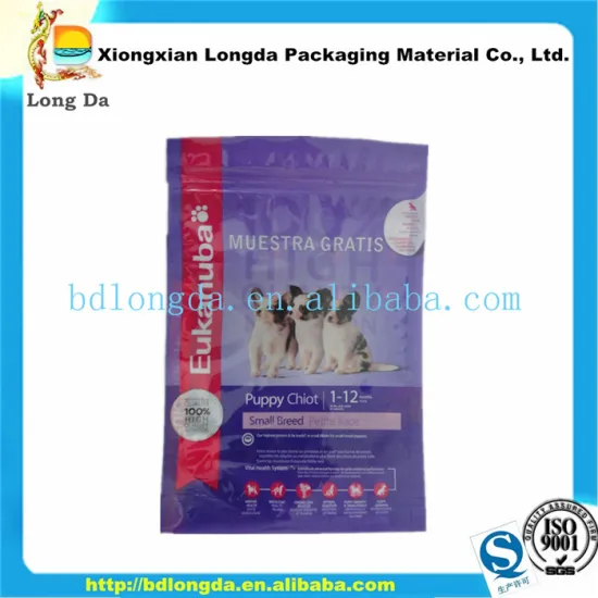 flat zipper bag for cat food pet food plastic packaging