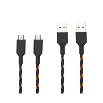 Fast Charging USB 2.0 to Type-C 2 in 1 Nylon Braid Data Charge Cable for Android Cell Phone