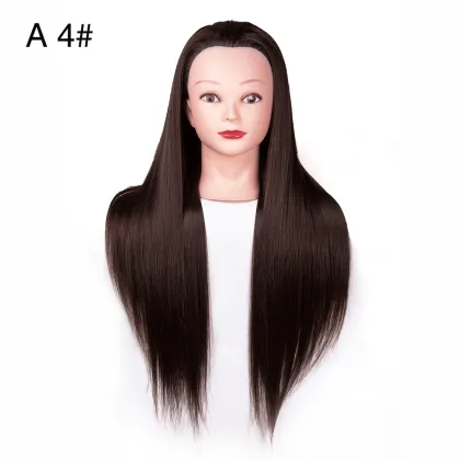AliLeader 4# Black Beauty Hairdressing Female Barber Training Head Dummy Hair Doll Head For Salon