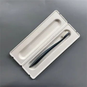 Compostable pulp molded packaging box for toothbrush