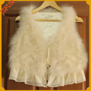 Elegant Luxury Waistcoat Turkey Feather Vest For Girl