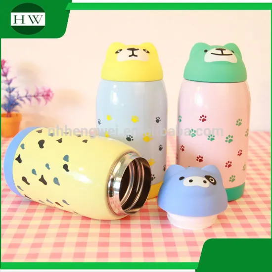 cartoon animal double walled stainless steel vacuum tube sealed travel drinking water bottle mug cup