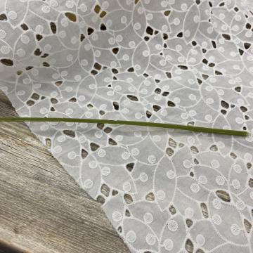 Off  White Cotton Yarn Embroidery Fabric