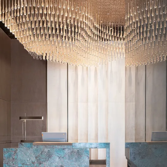 Modern Gold Light Hotel Glass Chandelier for High Ceilings