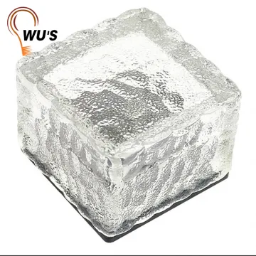 Ground crystal glass Ice brick shape white outdoor solar color changing ice brick path lights