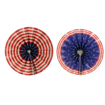Hanging Paper Fans USA Red White Blue American Flag Design for Home Decoration