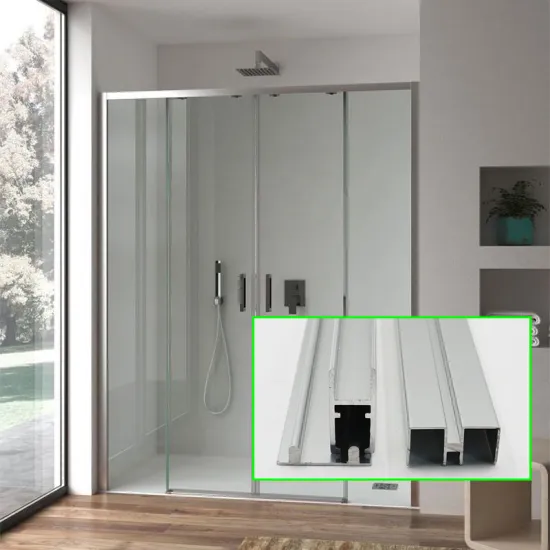 LENWA ALUMINIUM FACTORY Chrome Silver Polished Sliding Shower Enclosure Aluminium Profile