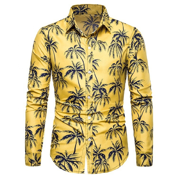 Chemise hawaïenne à manches longues pour hommes