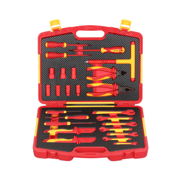 25-piece VDE Insulated Hand Tools Set dengan obeng dan kunci pas ujung dalam case cetakan pukulan