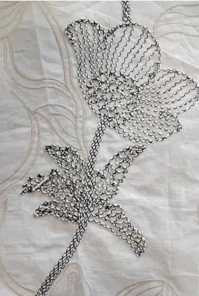 Lotus embroidery cotton fabric cording embroidery