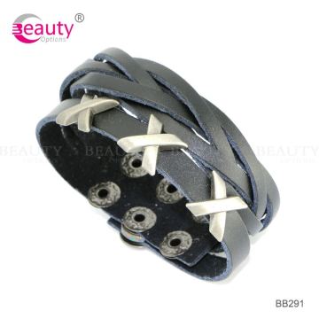 Fashion Style Metal X PU Leather Bracelet Jewelry