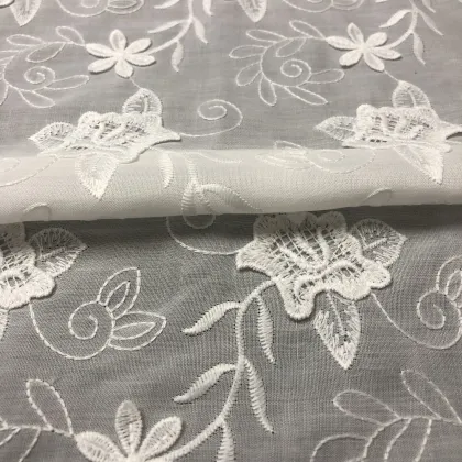 White Swiss Voile Lace Golden Supplier Embroidery Lace Fabric in India