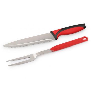 TPR Handle Sharp BBQ Knife Set With Fork