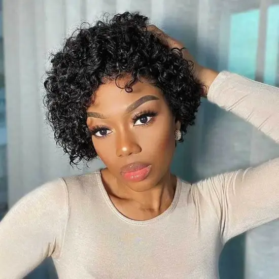 Hot Beauty Brazilian Afro Virgin Jerry Curly Bob Lace Frontal Wigs Short Hd Pixie Cut Lace Front Human Hair Wigs For Black Women