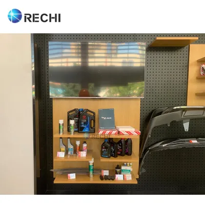 Custom Wooden Automotive Accessories and Car Maintenance Supplies Display Showcase