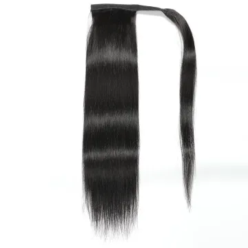 Wrap Around Ponytail 100% Virgin Human Hair Silky Straight, Remy Brazilian Human Hair Drawstring Ponytails