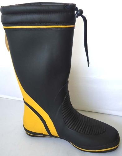 العجل واسعة السيدات المطاط أحذية المطر نصف حجم 41 أسود أصفر