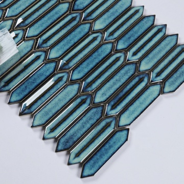 Polished Glazed Green Stripes Mosaic Wall Bricks for Bathroom and Kitchen
