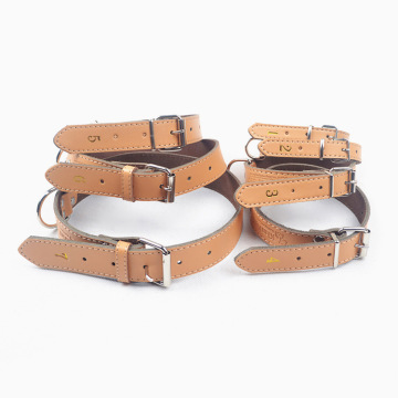 Genuine Leather Dog Leash Khaki Collar Lead 7 sizes available