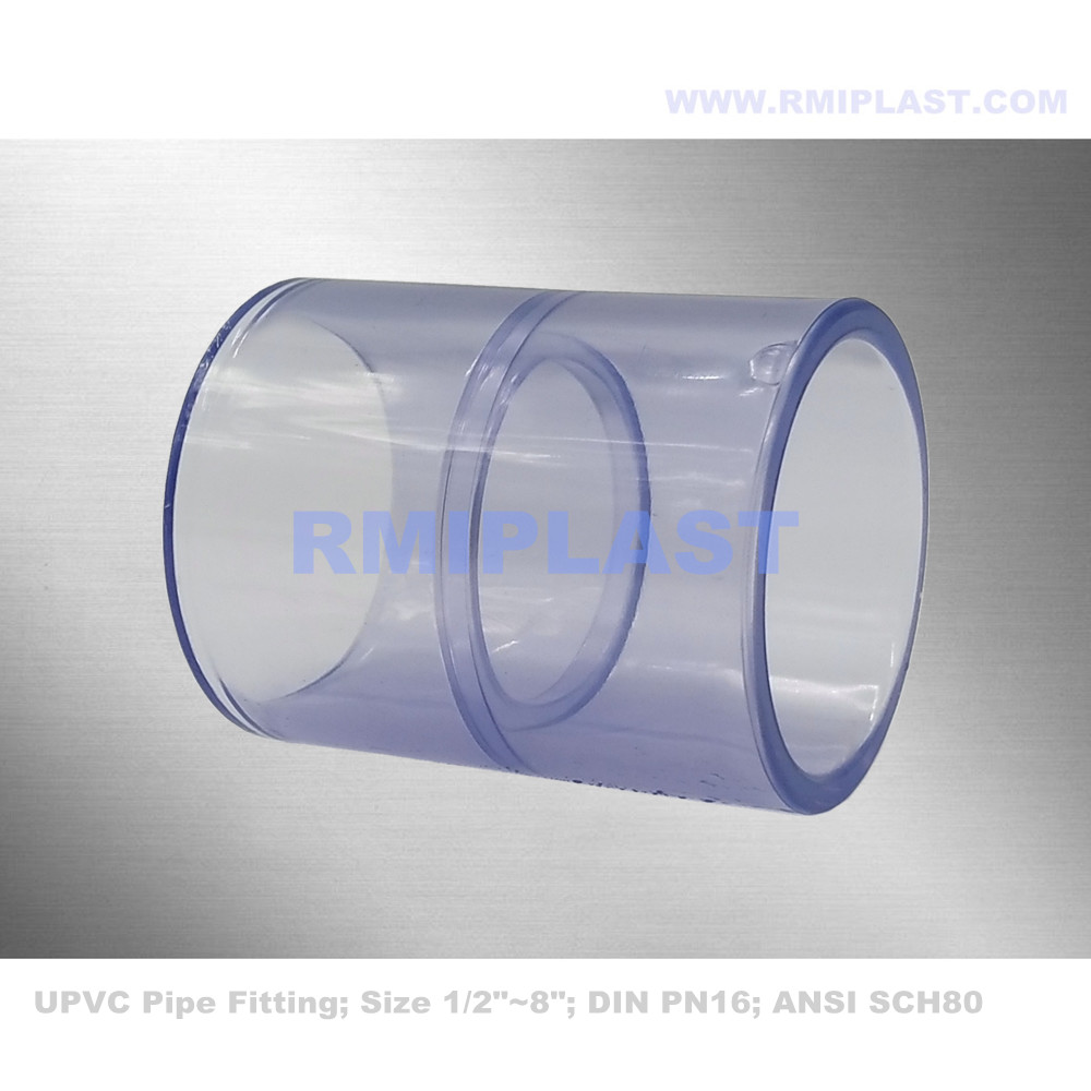 Acoplamiento de PVC transparente ASTM SCH80