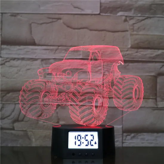 Creative Tractor LED 3D Lamp: Party Decor, Kids Night Light & Alarm Clock with Remote
