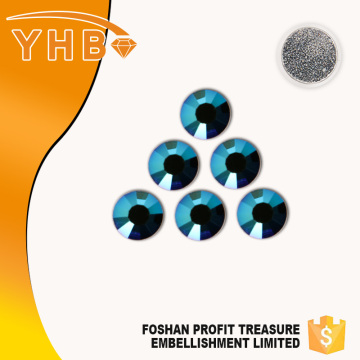 YHB hot sale high quality SS10 silver bottom Jet glass crystal stones for clothing