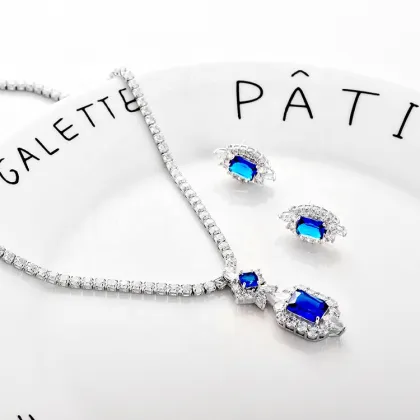 Copper Inlaid Zircon Jewelry Set for Bridal Weddings